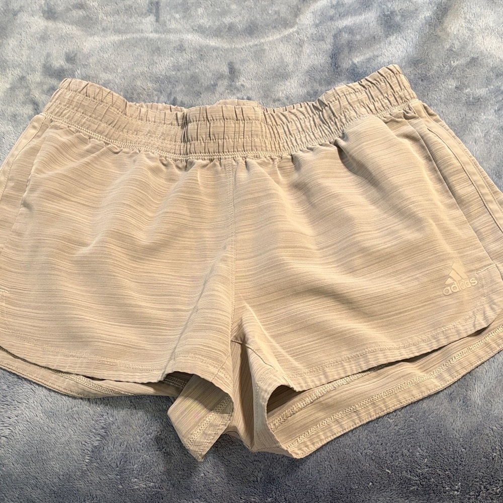 adidas Women's Light Beige Elastic-Waist Athletic Shorts